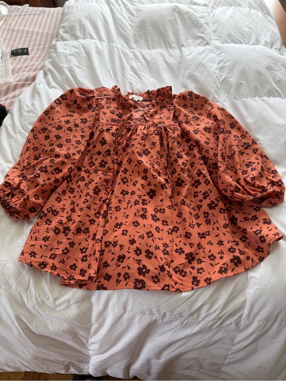 Umgee Rust Orange Floral Peasant Blouse